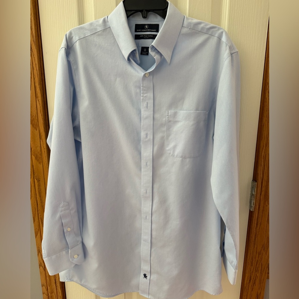 Hart Schaffner Marx | Size 16 3/4 | Light Blue Cotton Button Down Shirt Business